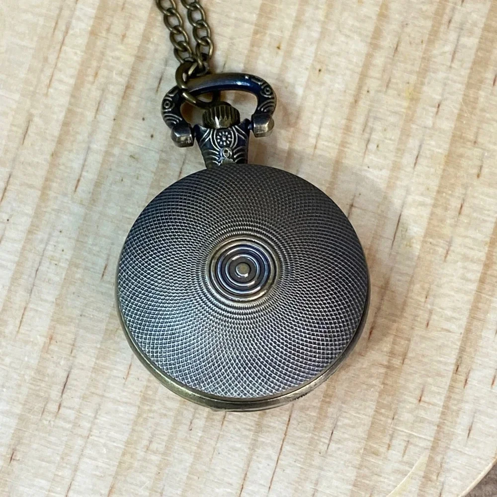 Prince Love Symbol Pocket Watch Necklace Unisex Bronze Steampunk Music Fan *FLAW